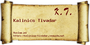 Kalinics Tivadar névjegykártya